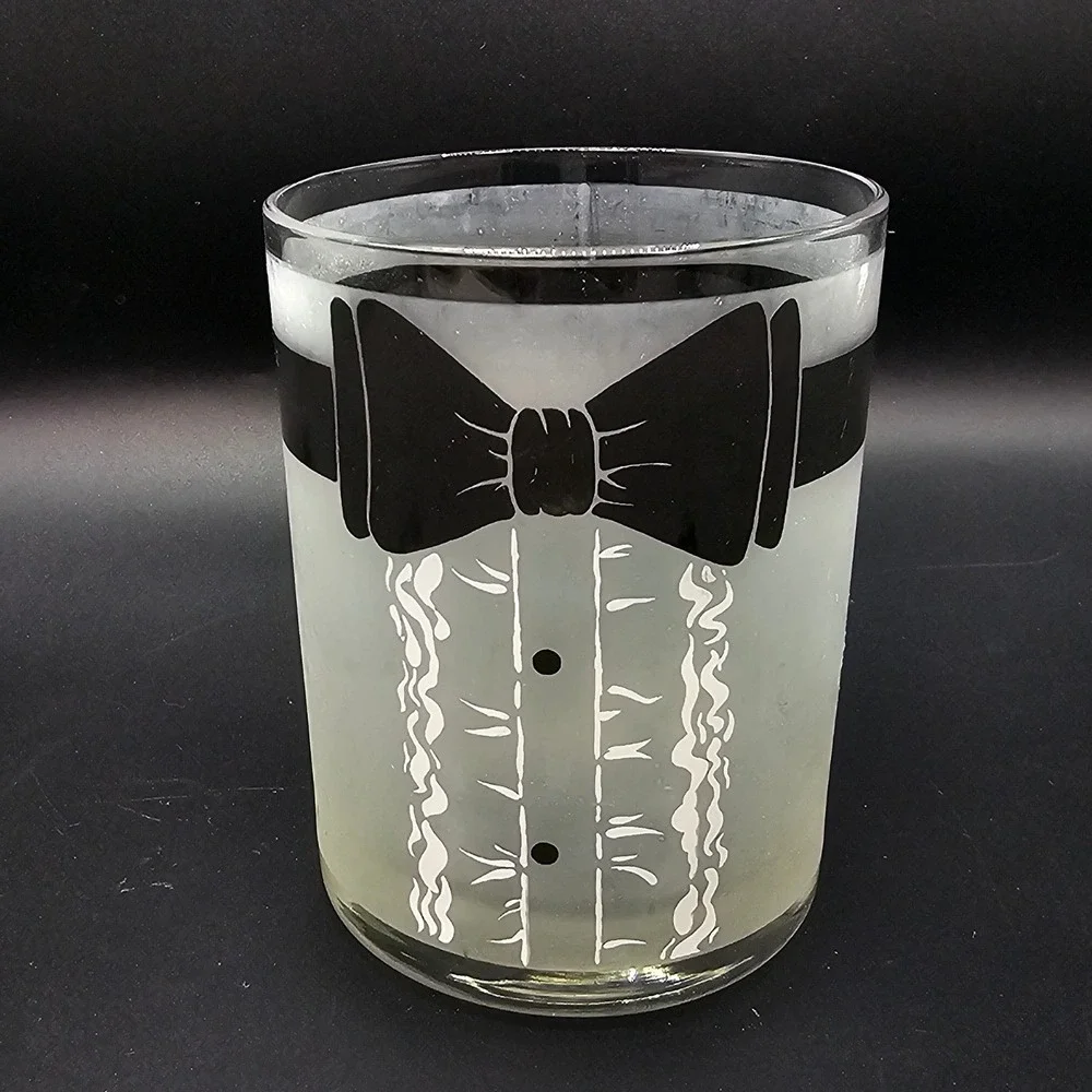 Vintage Culver Tuxedo Rocks Glass Mid Century‎ Black Tie Cocktail Barware